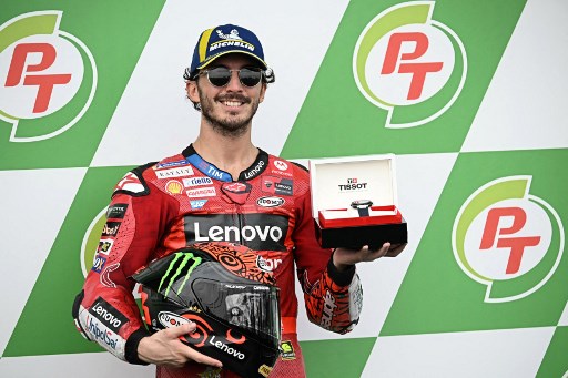  Pembalap Ducati Lenovo, Francesco Bagnaia merebut posisi terdepan (pole positition) pada sesi kualifikasi Grand Prix Thailand di Sirkuit Internasional Chang, Sabtu, 26 Oktober 2024.