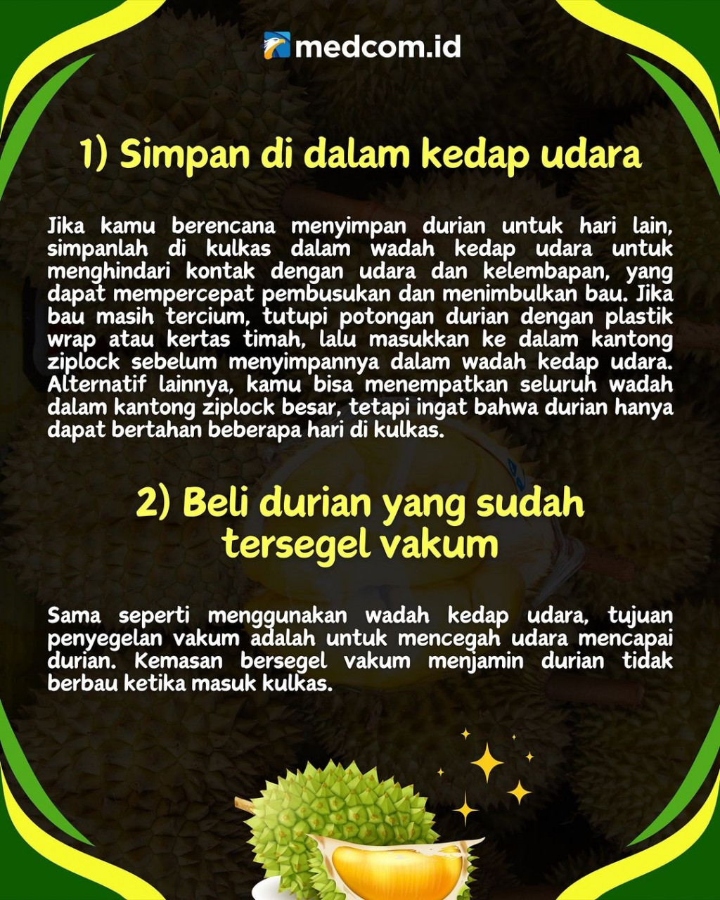 Begini Cara Hilangkan Bau Durian saat Mengonsumsi di Rumah