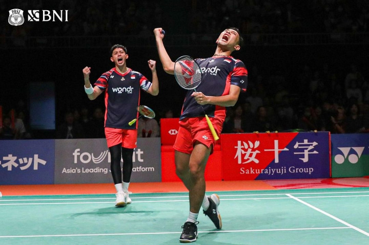 Ganda putra Indonesia Fajar Alfian/Muhammad Rian Ardianto menyegel gelar juara Kumamoto Japan Masters 2024.