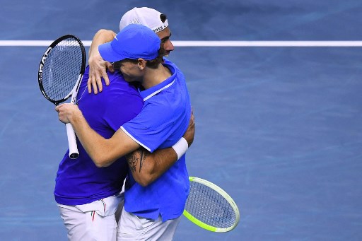 Italia menyiapkan pertandingan ulang final Piala Davis tahun lalu melawan Australia setelah mengalahkan Argentina 2-1 di Arena Martin Carpena, Malaga, Kamis, 21 Oktober 2024.