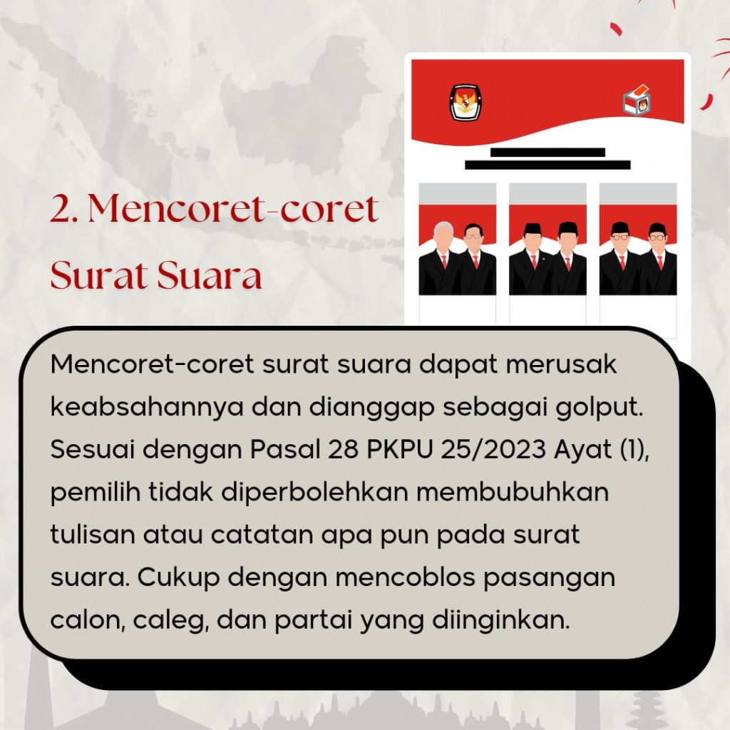 Ini Larangan Bagi Pemilih Selama di TPS