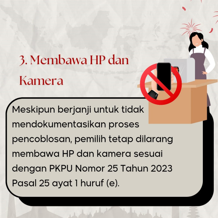 Ini Larangan Bagi Pemilih Selama di TPS