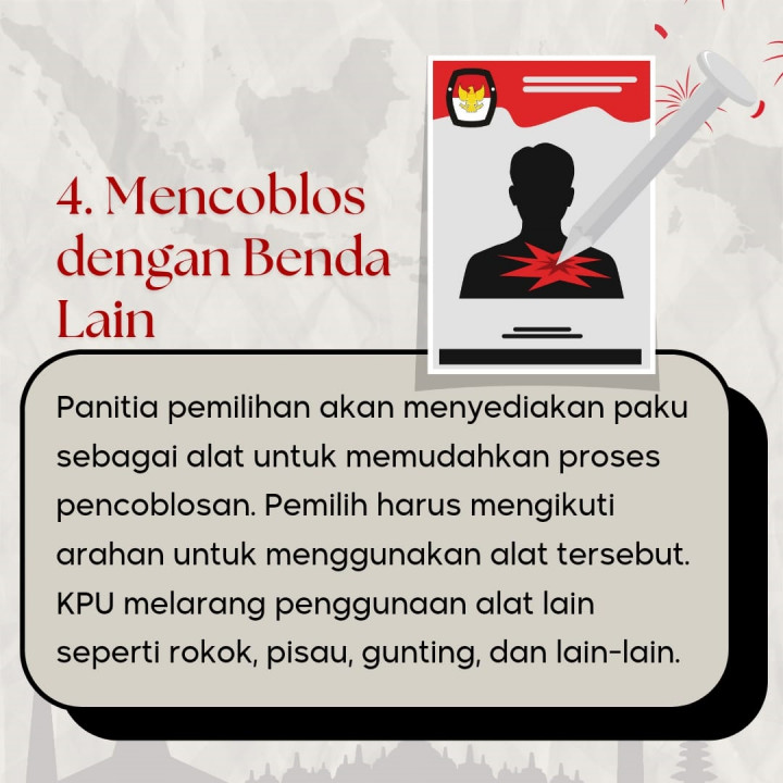 Ini Larangan Bagi Pemilih Selama di TPS