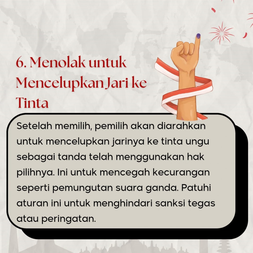 Ini Larangan Bagi Pemilih Selama di TPS