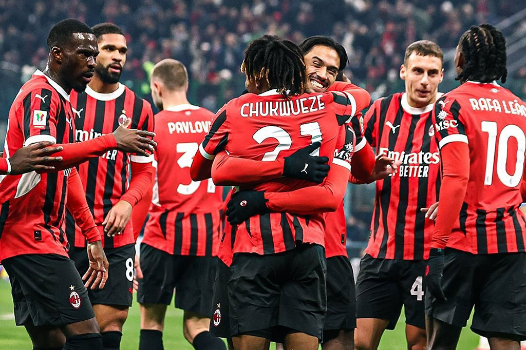 AC Milan melumat pemuncak klasemen Serie B, Sassuolo dengan kemenangan besar 6-1 pada pertandingan 16 besar Piala Italia di Stadion San Siro, Milan, Rabu, 4 Desember 2024 dini hari WIB.