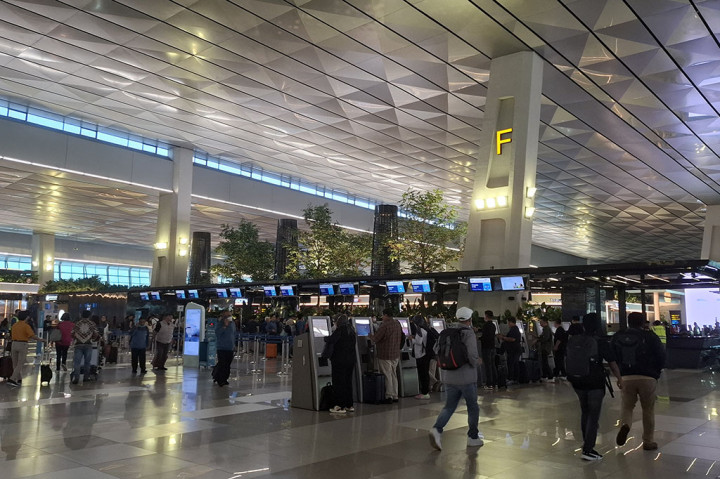 Memasuki pintu keberangkatan domestik, suasana megah juga akan terlihat di sini. Pada bagian depan terdapat berbagai tumbuhan hijau yang begitu rindang nan sejuk untuk dipandang.