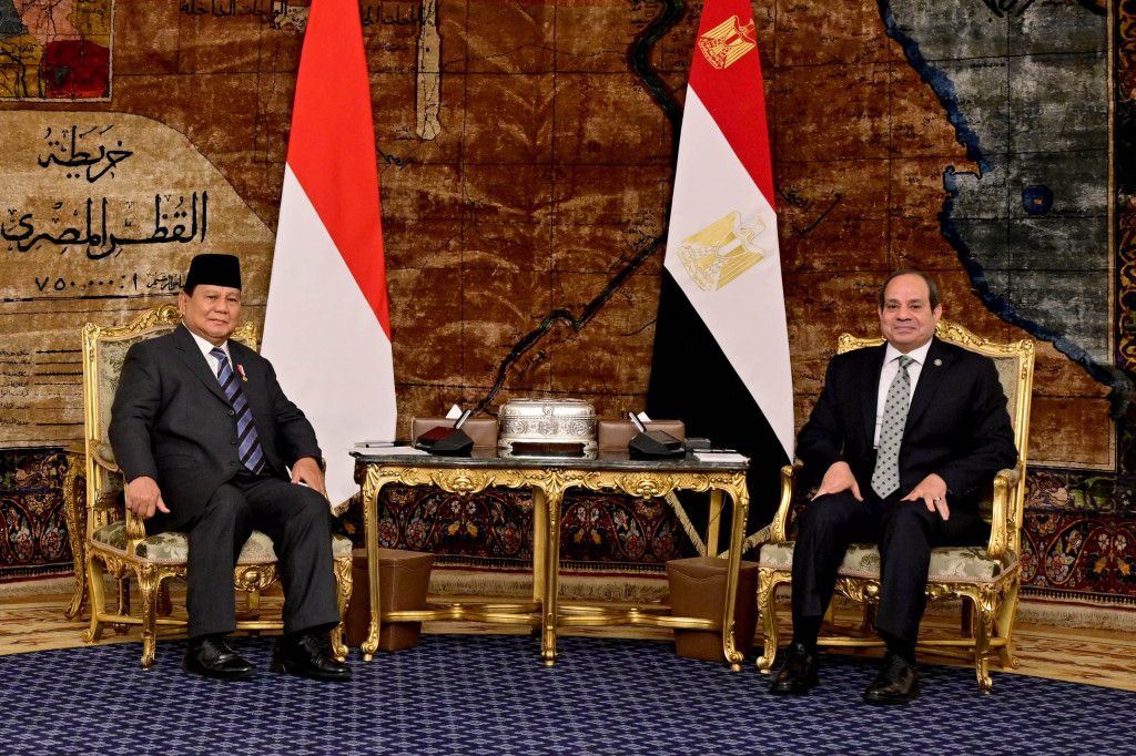 Usai upacara penyambutan, Presiden Prabowo dan Presiden El-Sisi memasuki Istana untuk melakukan sesi foto bersama. Setelahnya, kedua pemimpin negara memperkenalkan delegasi masing-masing negara.
