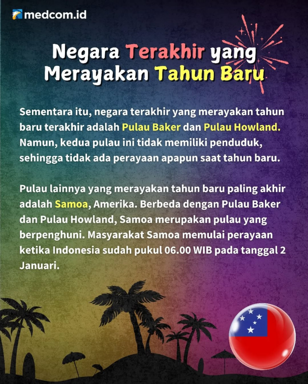 Negara Pertama dan Terakhir yang Rayakan Tahun Baru 2025