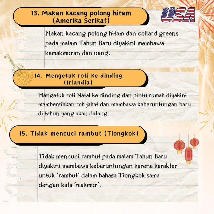 15 Tradisi Unik Menarik Keberuntungan saat Tahun Baru