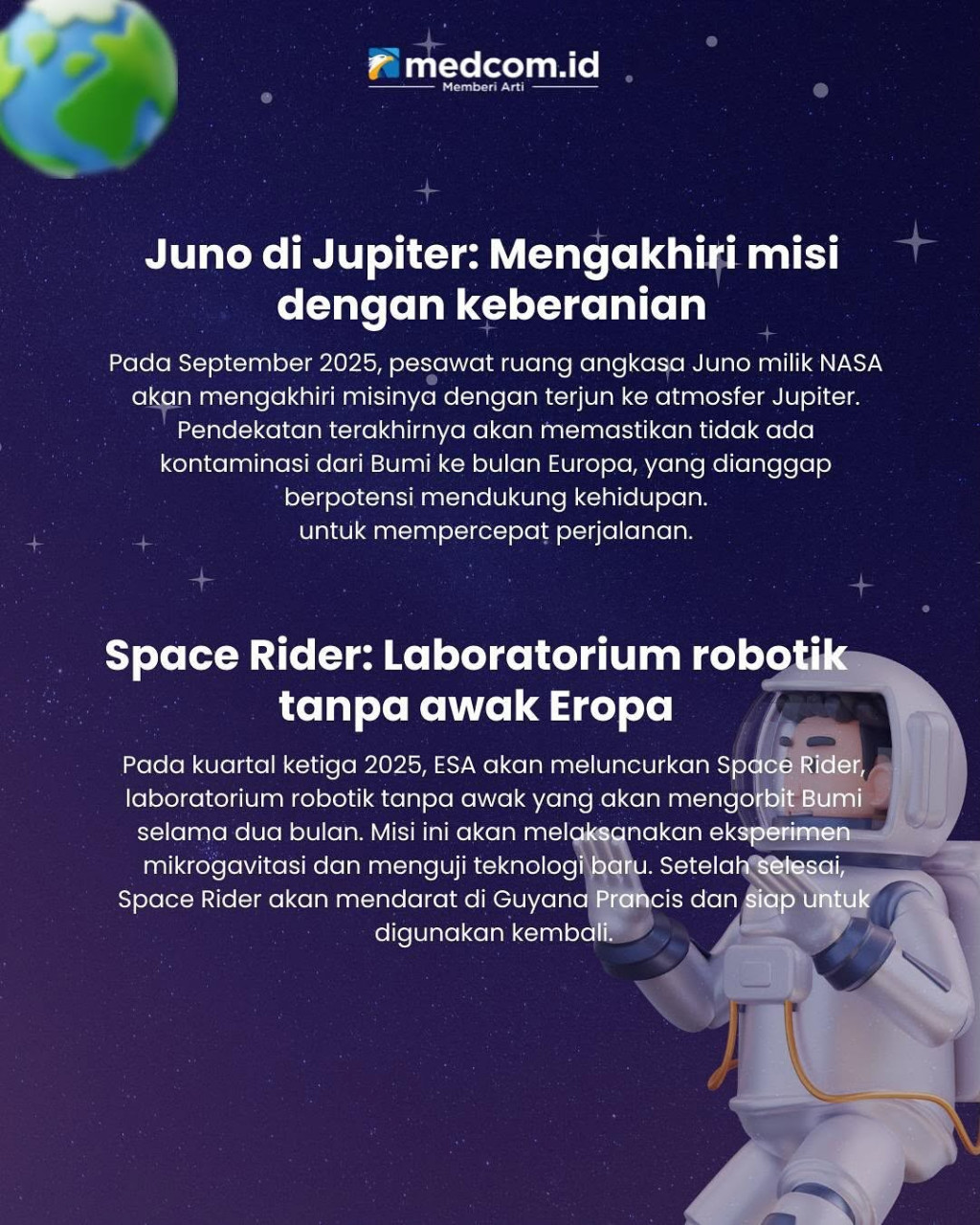 7 Misi Antariksa Paling Dinanti pada 2025