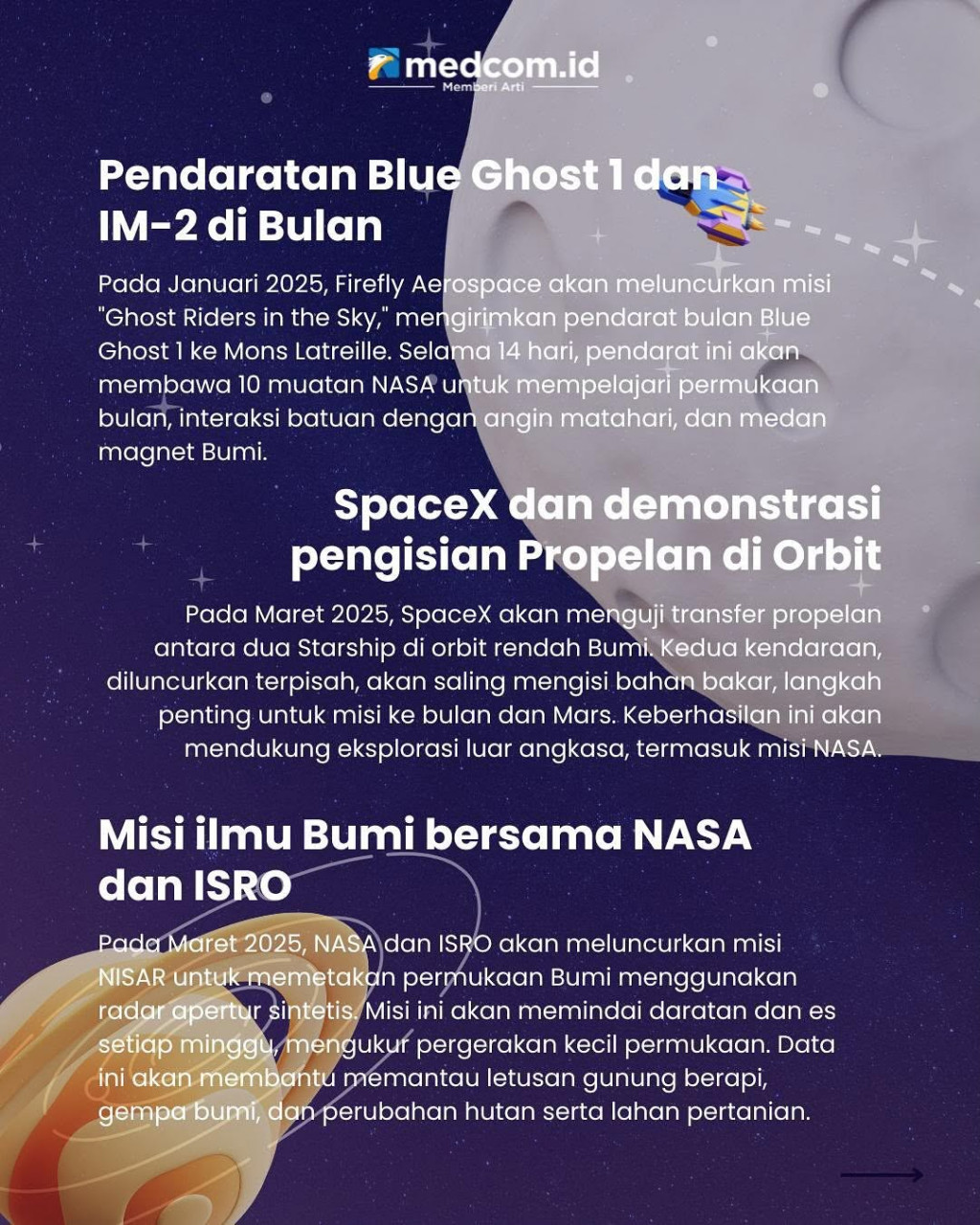 7 Misi Antariksa Paling Dinanti pada 2025