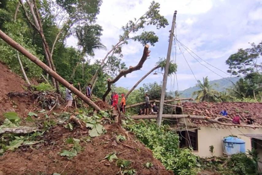 Selain itu dampak dari tanah longsor ini juga membuat jaringan terputus. Akibat hujan yang mengguyur kawasan ini tepatnya di desa Pendoworejo, terdapat 15 titik lokasi yang terdampak tanah longsor.