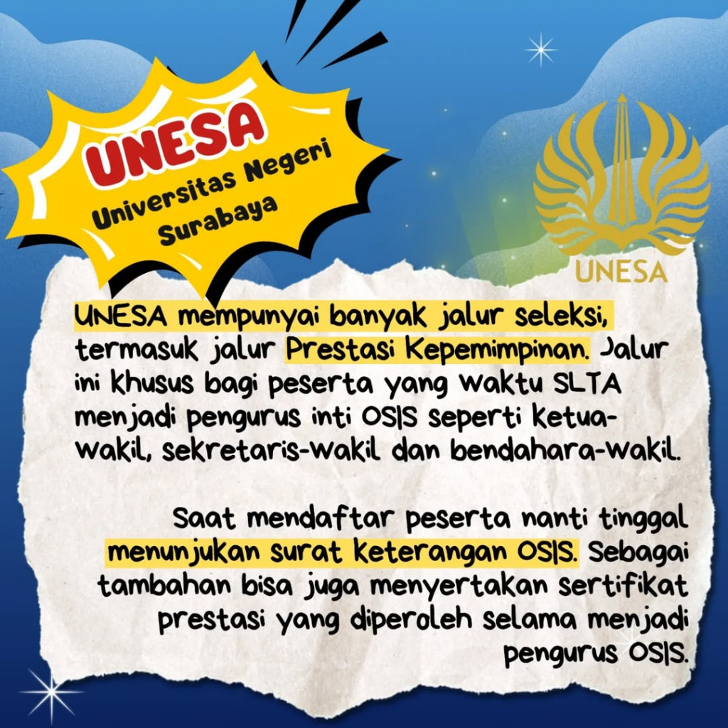 Ini Beberapa PTN yang Buka Jalur Khusus Pengurus OSIS