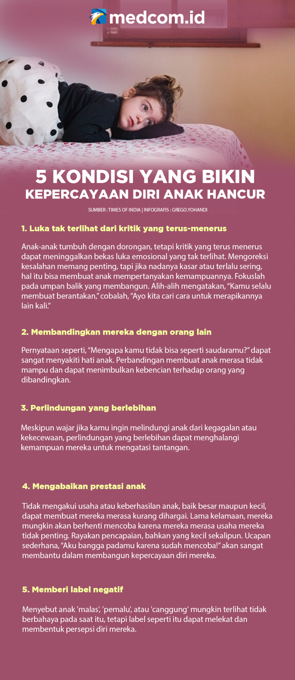 Ini Kondisi yang Bikin Kepercayaan Diri Anak Hancur