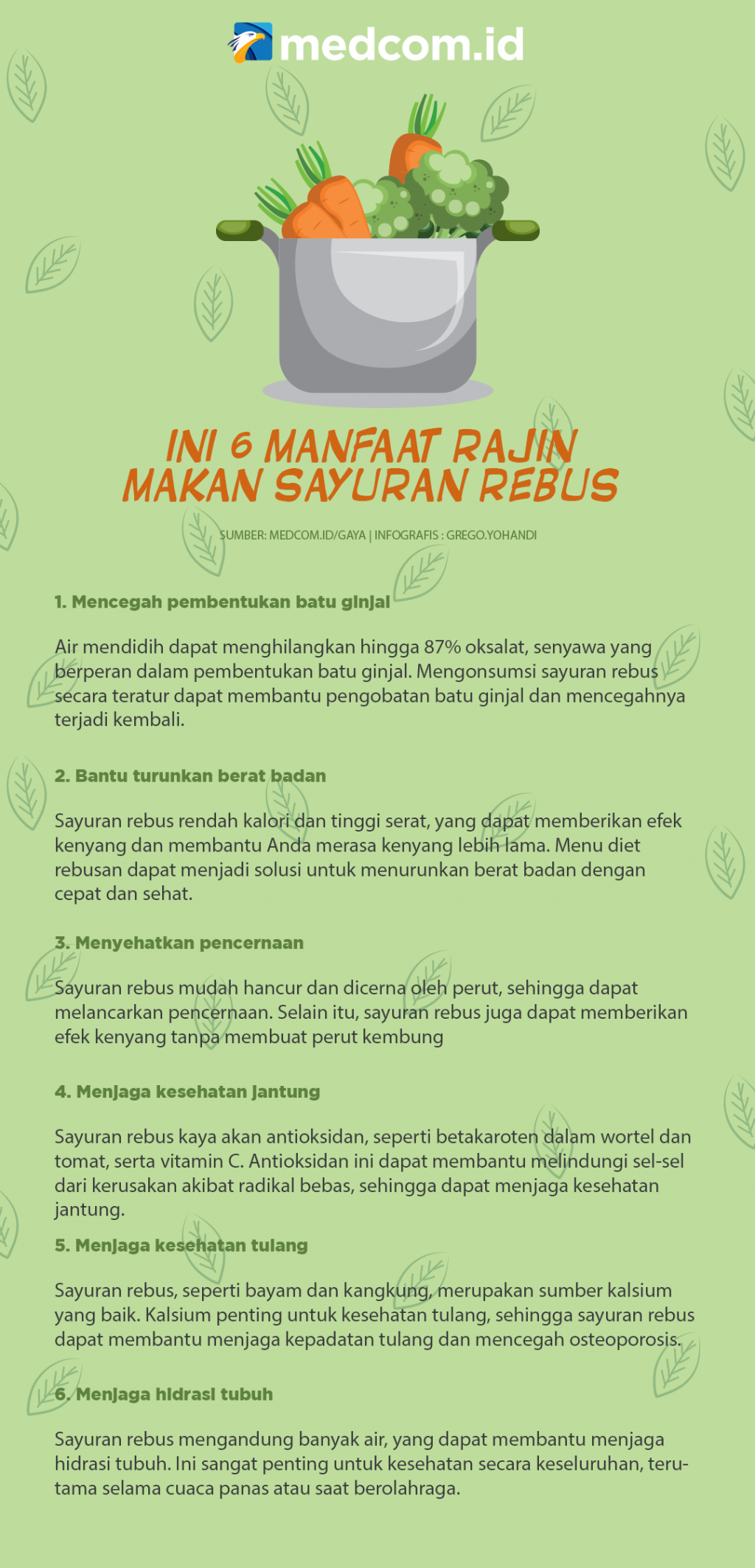 Ini 6 Manfaat Rajin Makan Sayuran Rebus