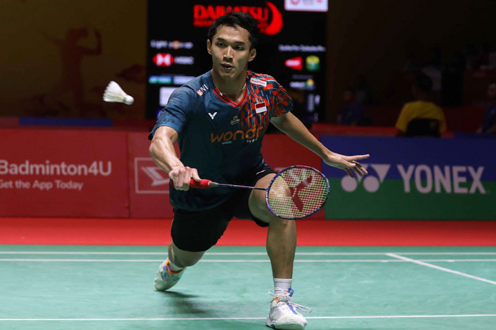 Tunggal putra Indonesia Jonatan Christie melangkah ke babak perempat final turnamen BWF Super 500 Indonesia Masters 2025, Kamis, 23 Januari 2025.
