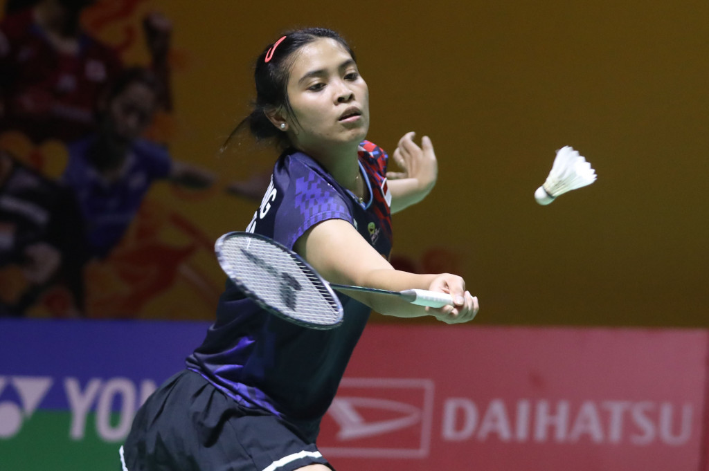 Pebulu tangkis tunggal putri Indonesia Gregoria Mariska Tunjung mengakhiri drama perlawanan dari tunggal Taiwan Hsiang Ti Lin lewat rubber game 21-13, 15-21, 21-14 pada babak 16 besar Indonesia Masters 2025 di Istora Senayan, Jakarta, Kamis, 23 Januari 2025.