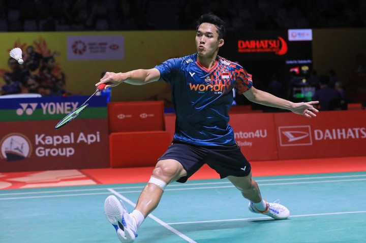 Jonatan menang straight game 21-18, 24-22, dalam pertandingan semifinal yang digelar di Istora Senayan, Jakarta, Sabtu, 25 Januari 2025.