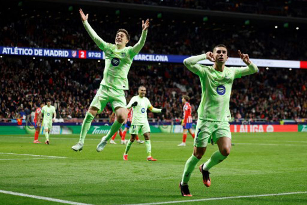 Sempat tertinggal dua gol, Barcelona berhasil menaklukkan tuan rumah Atletico Madrid dengan skor 4-2 pada laga lanjutan Liga Spanyol La Liga 2024-2025 di Stadion Metropolitano, Madrid, Senin, 71 Maret 2025 dini hari WIB.