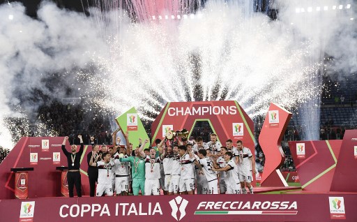 Bologna meraih gelar Piala Italia seusai menekuk AC Milan dengan skor 1-0 pada partai final di Stadion Olimpico, Roma, Kamis, 15 Mei 2025 dini hari WIB.