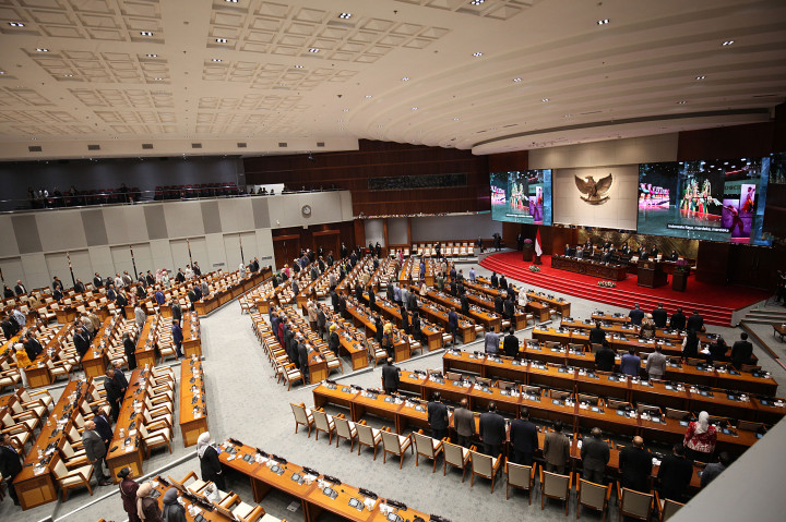  DPR RI menggelar rapat paripurna untuk membahas Rancangan Undang-Undang (RUU) tentang Anggaran Pendapatan dan Belanja Negara (APBN) Tahun Anggaran 2026,setelah tahun sidang 2025-2026 dibuka, Jakarta, Selasa, 19 Agustus 2025.