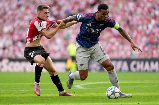 Arsenal untuk sementara menempati peringkat kedua klasemen fase liga Liga Champions dengan tiga poin, sedangkan Athletic Club menempati urutan 35.