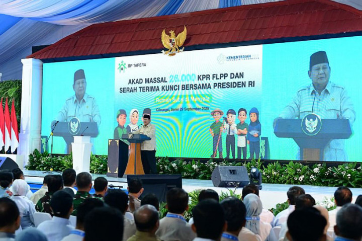 Pesan tersebut disampaikan dalam acara akad massal 26 ribu rumah subsidi Fasilitas Likuiditas Pembiayaan Perumahan (FLPP) sekaligus serah terima kunci rumah yang dipusatkan di Pesona Kahuripan 10, Cileungsi, Kabupaten Bogor, Jawa Barat, pada Senin, 29 September 2025.