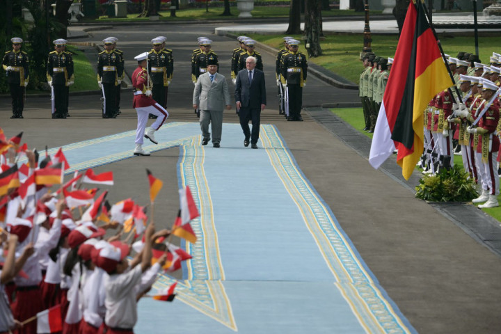 Presiden RI Prabowo Subianto menerima kunjungan kerja Presiden Republik Federal Jerman Frank-Walter Steinmeier di Istana Merdeka, Jakarta, Senin, 15 Juni 2026.