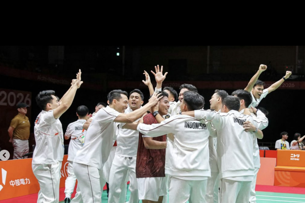 Pebulu tangkis Indonesia Moh Zaki Ubaidillah atau Ubed membagikan momen unik setelah membantu tim beregu putra Indonesia meraih medali emas Asian Games Aichi-Nagoya 2026.