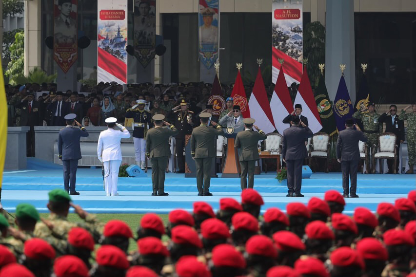Presiden menjadi inspektur upacara dalam peringatan Hari Ulang Tahun (HUT) ke-81 Tentara Nasional Indonesia (TNI), Senin, 5 Oktober 2026.