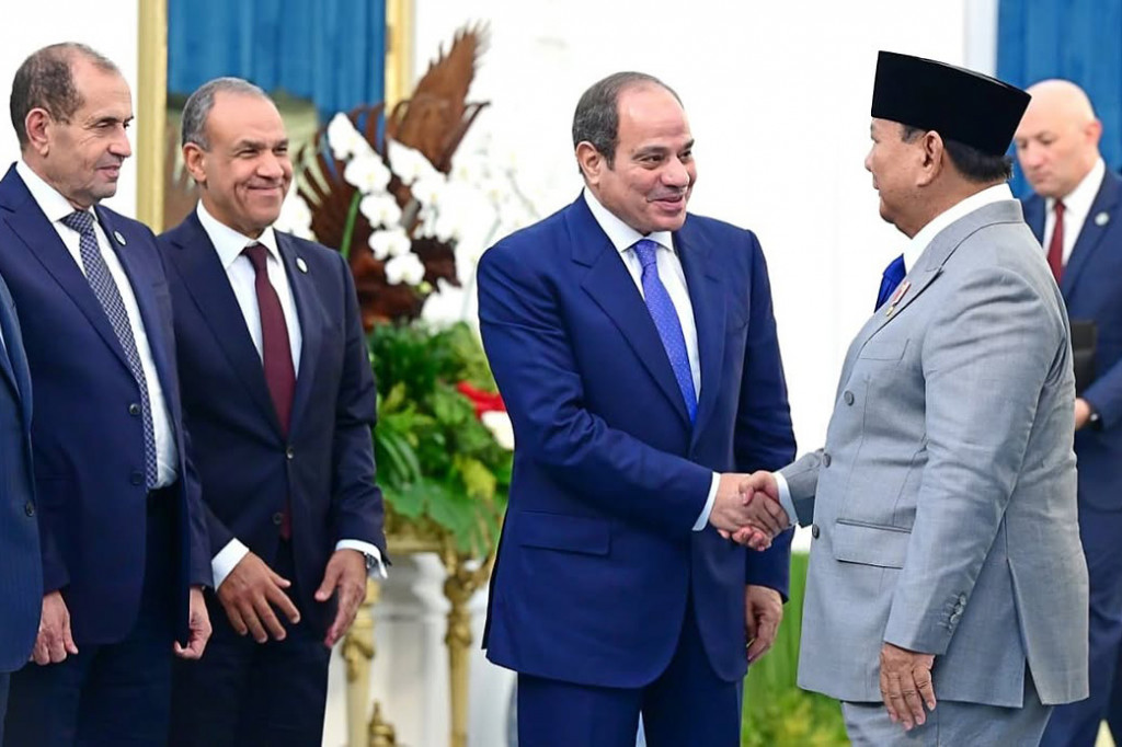 Presiden RI Prabowo Subianto melakukan pertemuan bilateral saat menerima kunjungan kenegaraan Presiden Republik Arab Mesir Abdel Fattah El-Sisi di Istana Merdeka, Jakarta, Minggu, 11 Oktober 2026.