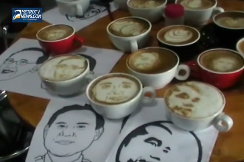 Unik, Komunitas Barista ini Kenalkan Capres Lewat Seni Lukis 