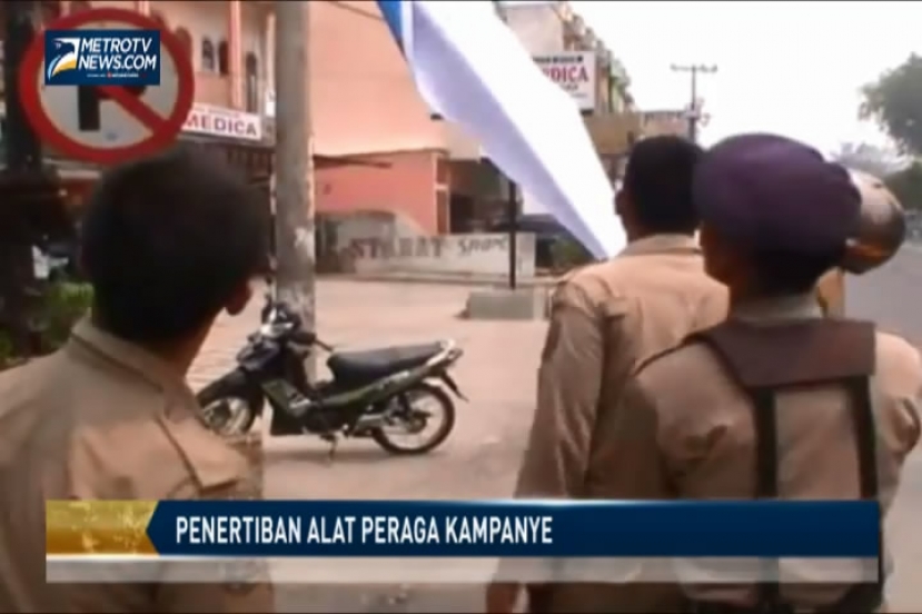 KPU dan Satpol PP Langkat Tertibkan Alat Peraga Kampanye