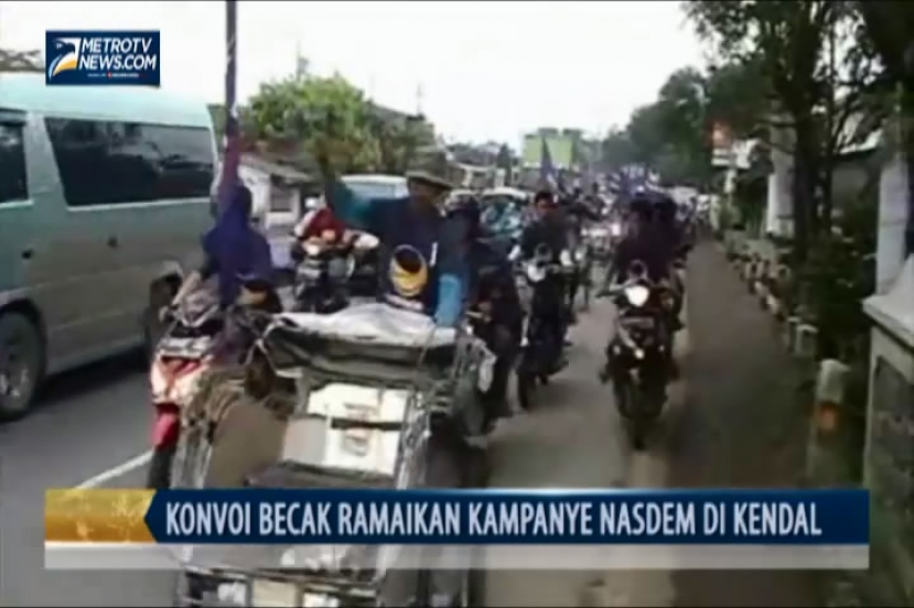 Konvoi Becak Ramaikan Kampanye NasDem di Kendal