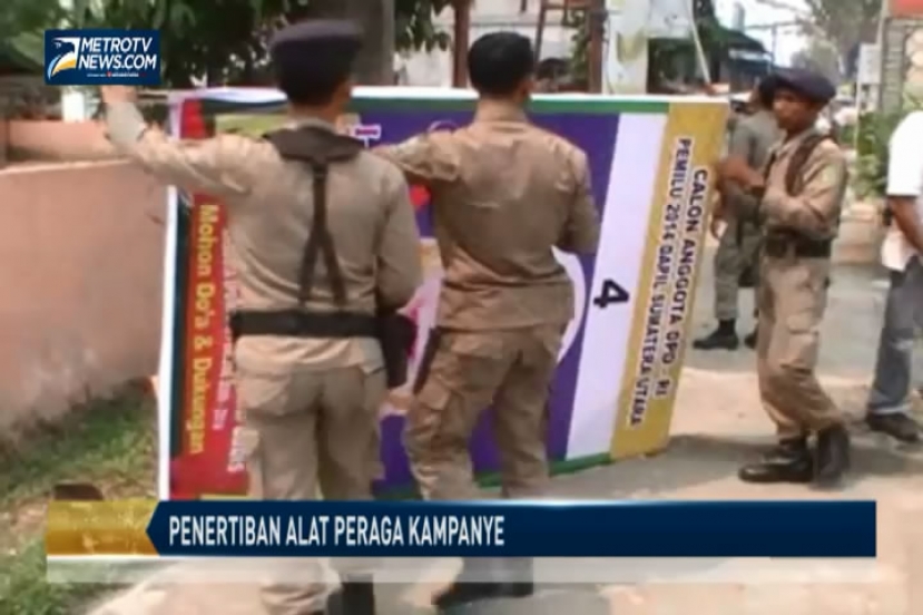 KPU dan Satpol PP Langkat Tertibkan Alat Peraga Kampanye 