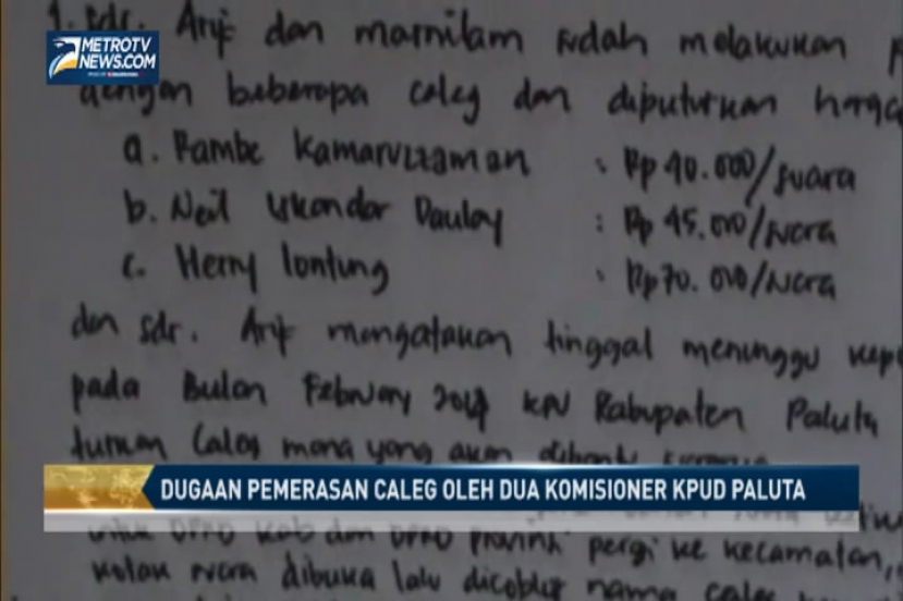 Caleg Laporkan Dugaan Pemerasan Oleh Komisioner KPUD Paluta