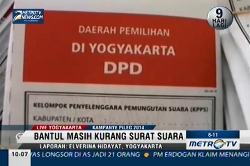 KPU Bantul Kekurangan Ribuan Surat Suara