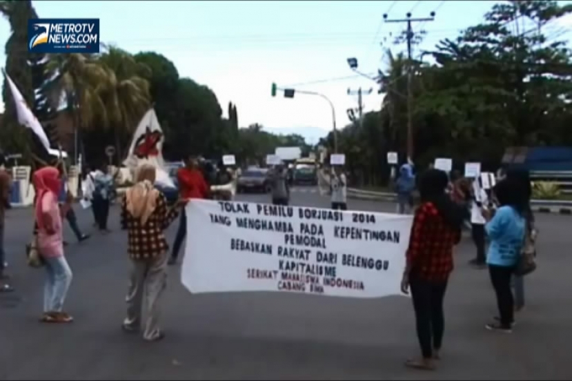 Mahasiswa di Bima Berunjukrasa Tolak Pemilu  