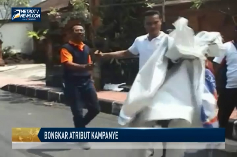 KPU dan Satpol PP Denpasar Bongkar Atribut Kampanye