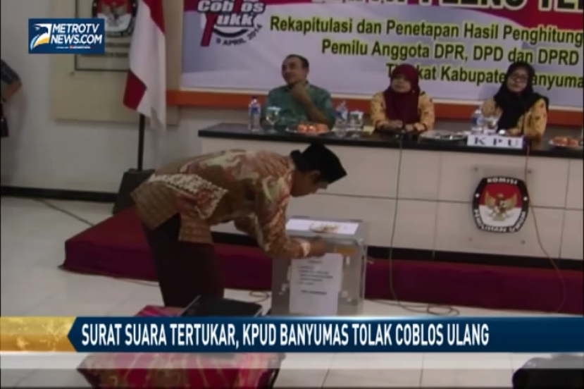 Surat Suara Tertukar, KPUD Banyumas Tolak Coblos Ulang