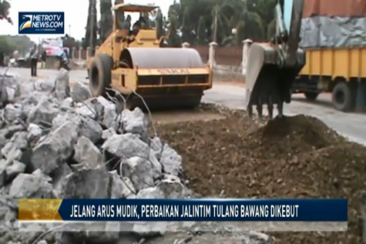 Jelang Arus Mudik, Perbaikan Jalintim Tulang Bawang Dikebut