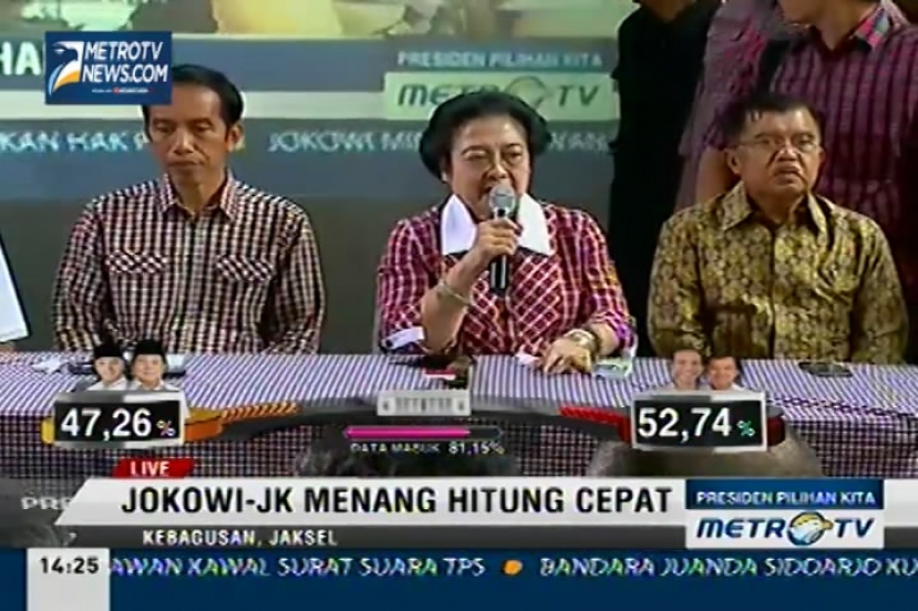 Megawati: Versi Hitung Cepat, Jokowi Sudah Jadi Presiden