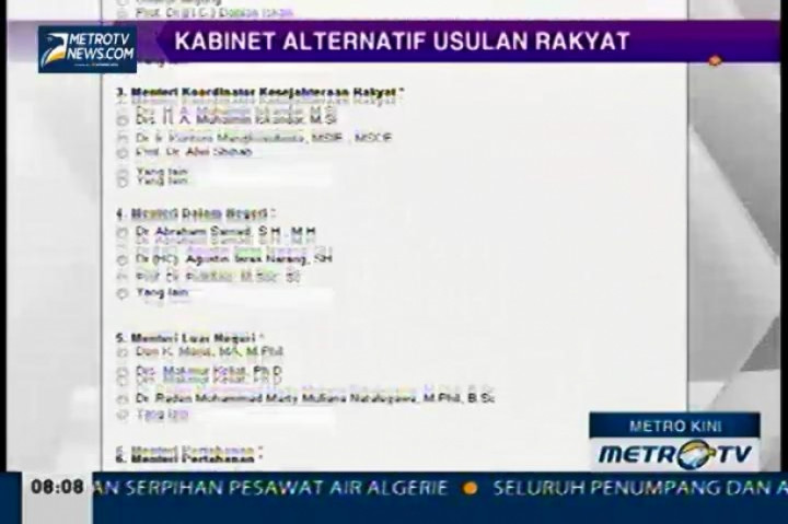 Inilah Kabinet Alternatif Usulan Rakyat