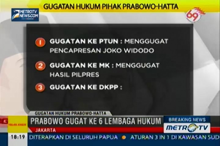 Gugatan Hukum Pihak Prabowo-Hatta