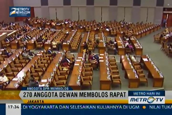 270 Anggota DPR Membolos Saat Rapat Paripurna