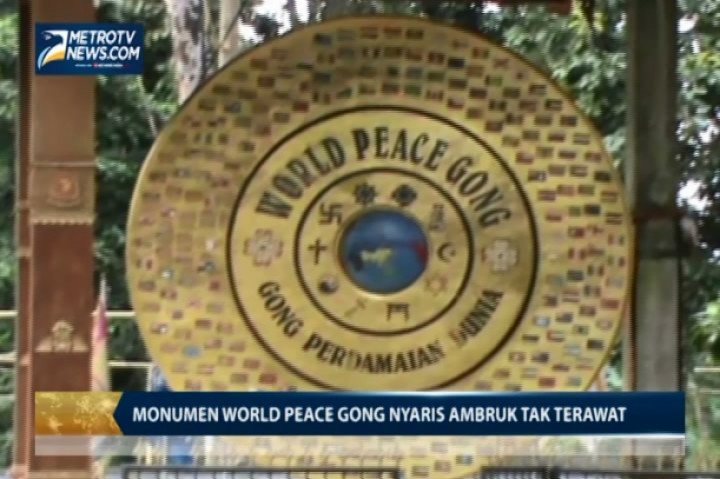 Monumen World Peace Gong di Ciamis Nyaris Ambruk Tak Terawat 