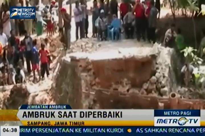 Sebuah Jembatan Ambruk, Tiga Pekerja Terluka dan Satu Terjepit