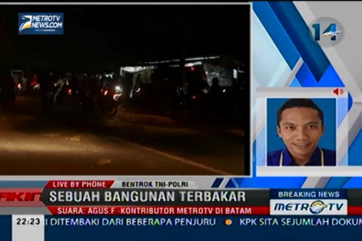Sebuah Barak Hangus Terbakar dalam Bentrokan di Batam