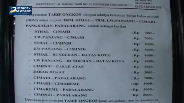 BBM Naik, Tarif Angkot Cimahi Ikut Naik