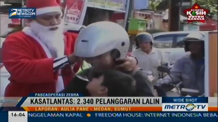 Pascaoperasi Zebra, Satlantas Polresta Medan Bagi-bagi 100 Helm